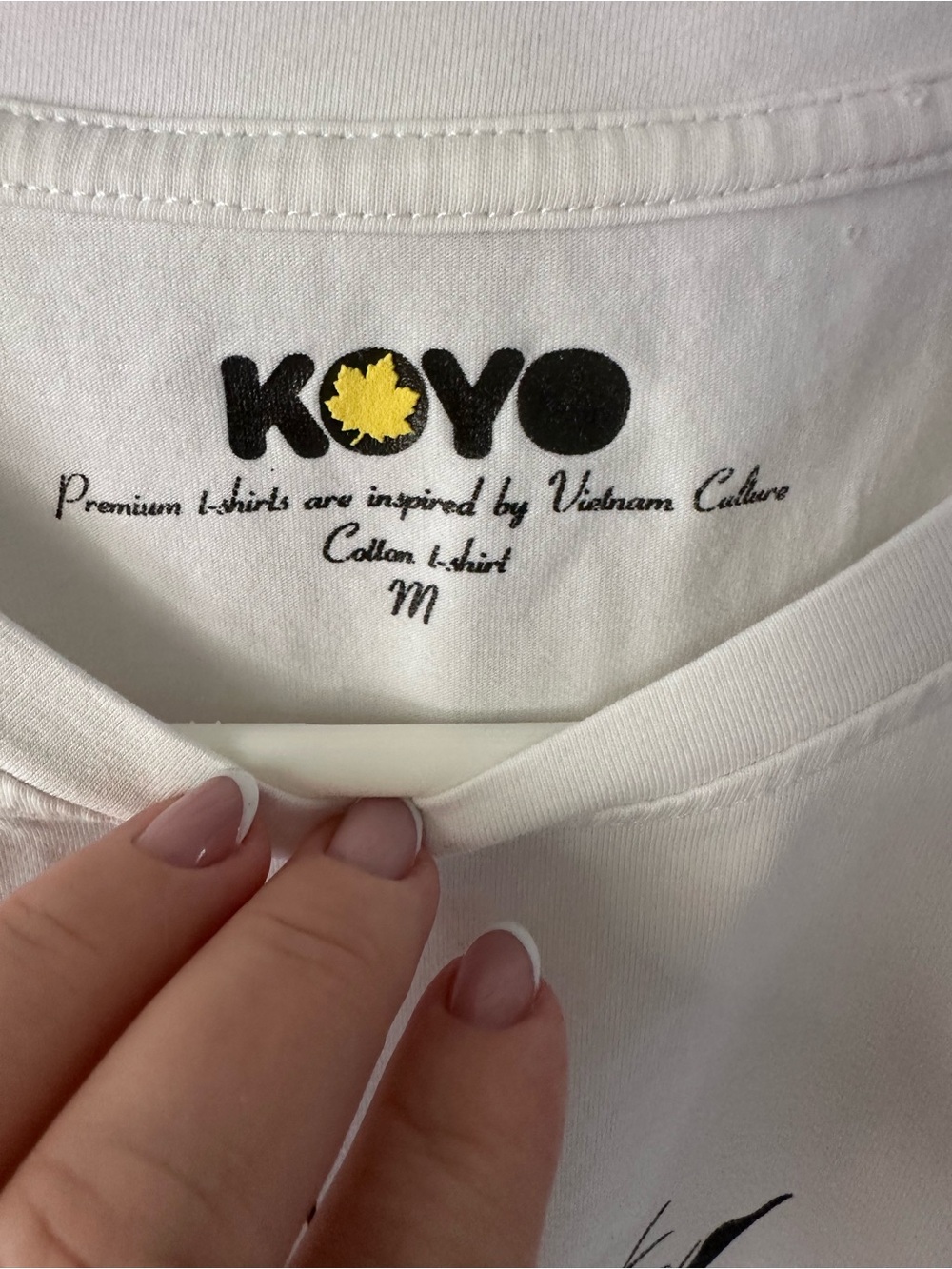 KOYO White Bamboo Graphic Short Sleeve Tee with Red Patch - Picture 2 of 6